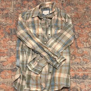 American Eagle Outfitters Blue and Green Flannel